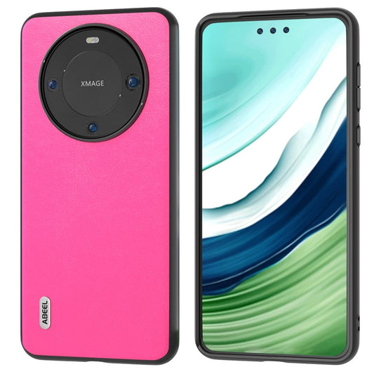 ABEEL For Huawei Mate 60 Pro Textured Phone Case PU Leather Coated TPU Anti-scratch Phone Cover - Rose