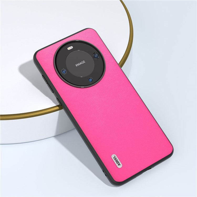 ABEEL For Huawei Mate 60 Pro Textured Phone Case PU Leather Coated TPU Anti-scratch Phone Cover - Rose