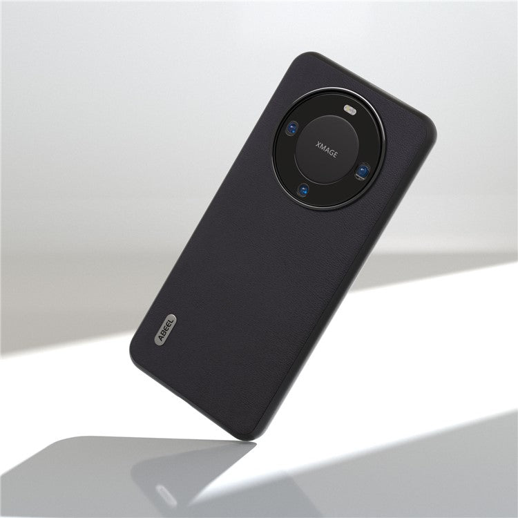 ABEEL For Huawei Mate 60 Pro Textured Phone Case PU Leather Coated TPU Anti-scratch Phone Cover - Black