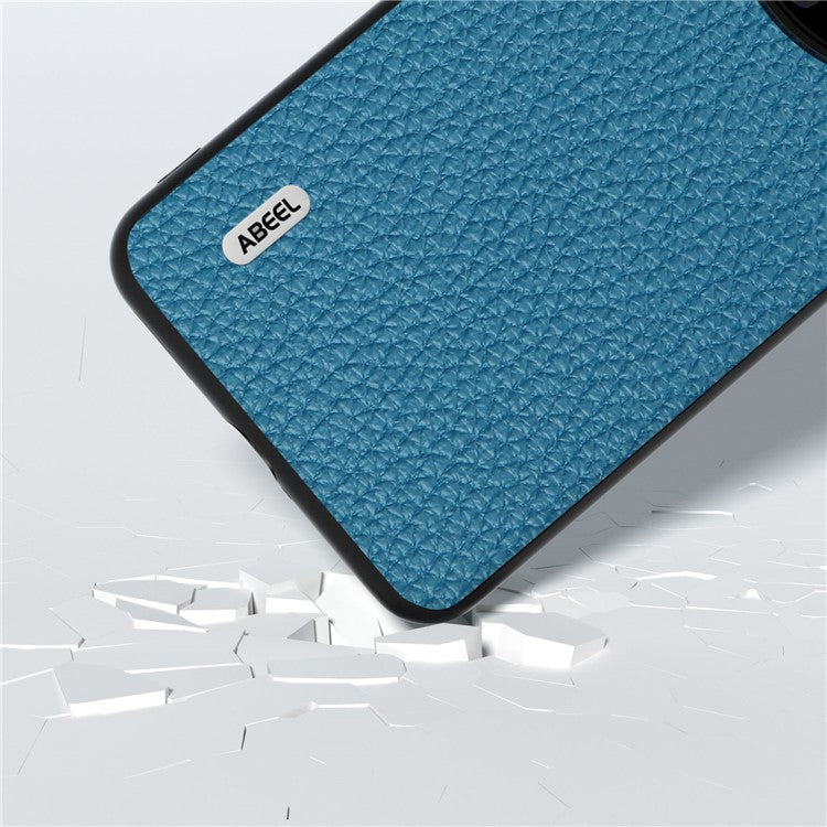 ABEEL For Huawei Mate 60 Pro Anti-Scratch Cowhide Leather Coated PC+TPU Phone Case Litchi Texture Cover - Blue