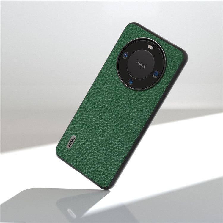 ABEEL For Huawei Mate 60 Pro Anti-Scratch Cowhide Leather Coated PC+TPU Phone Case Litchi Texture Cover - Green