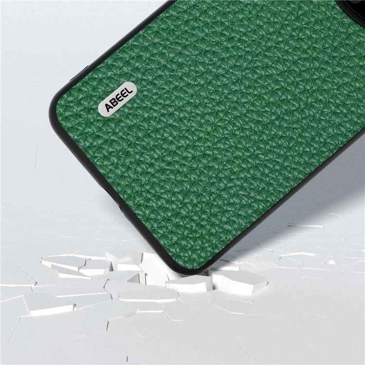 ABEEL For Huawei Mate 60 Pro Anti-Scratch Cowhide Leather Coated PC+TPU Phone Case Litchi Texture Cover - Green