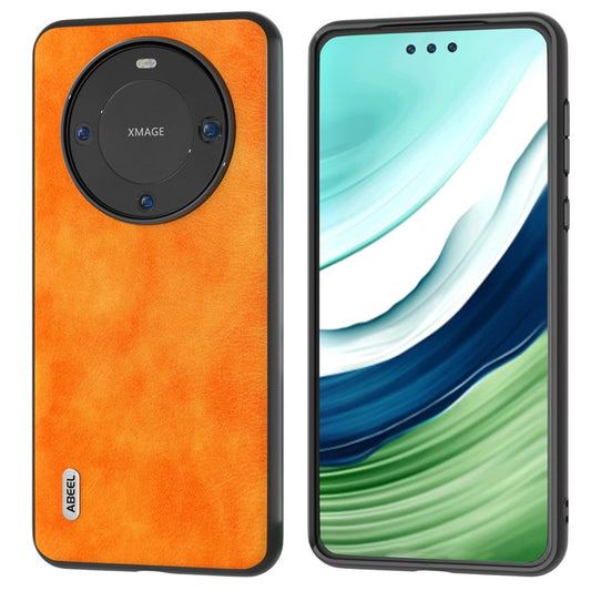 ABEEL For Huawei Mate 60 Pro Cell Phone Case Litchi Texture PU Leather Coated PC Cover Phone Shell - Orange