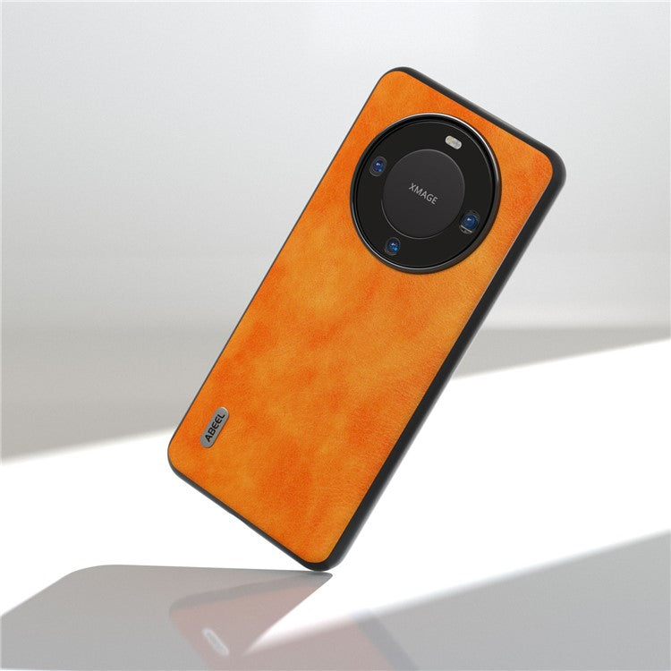 ABEEL For Huawei Mate 60 Pro Cell Phone Case Litchi Texture PU Leather Coated PC Cover Phone Shell - Orange