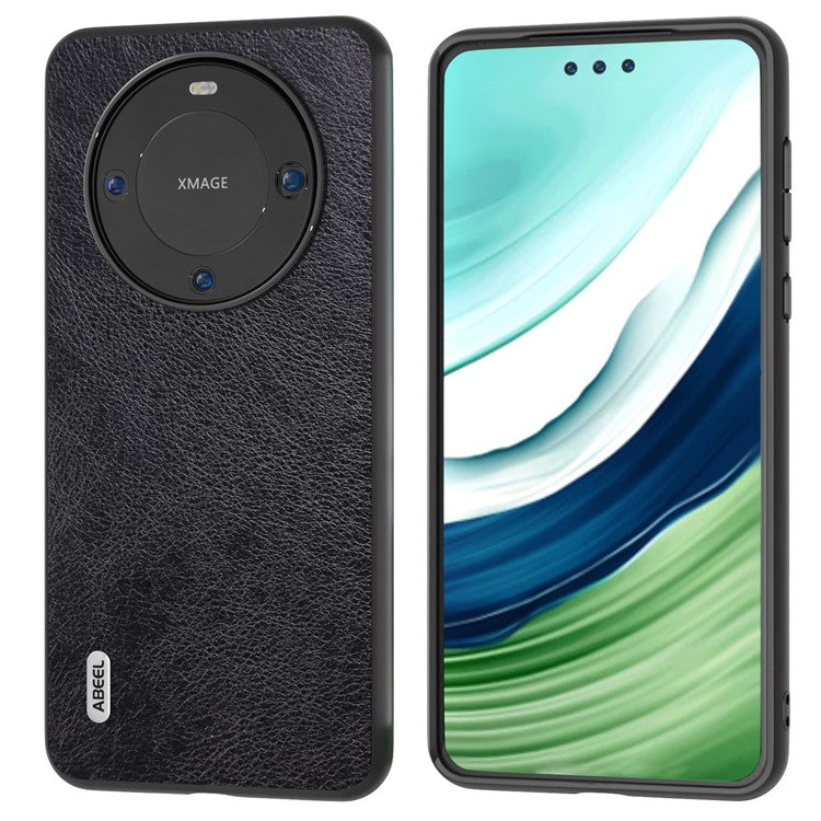 ABEEL For Huawei Mate 60 Pro Cell Phone Case Litchi Texture PU Leather Coated PC Cover Phone Shell - Black