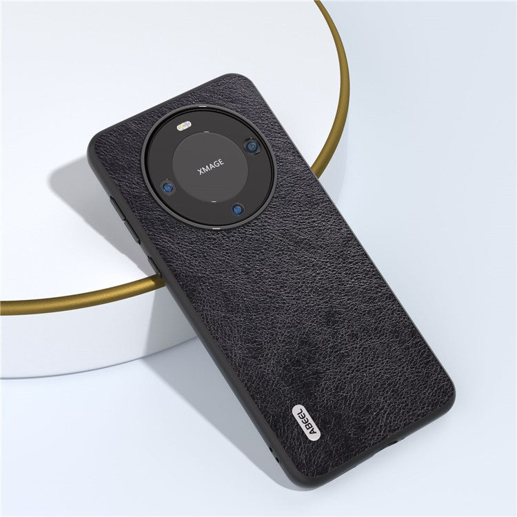 ABEEL For Huawei Mate 60 Pro Cell Phone Case Litchi Texture PU Leather Coated PC Cover Phone Shell - Black