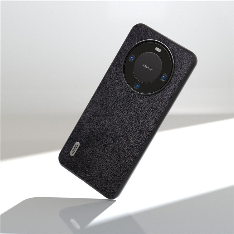 ABEEL For Huawei Mate 60 Pro Cell Phone Case Litchi Texture PU Leather Coated PC Cover Phone Shell - Black