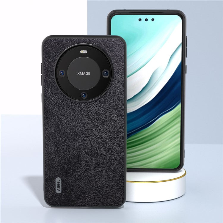 ABEEL For Huawei Mate 60 Pro Cell Phone Case Litchi Texture PU Leather Coated PC Cover Phone Shell - Black