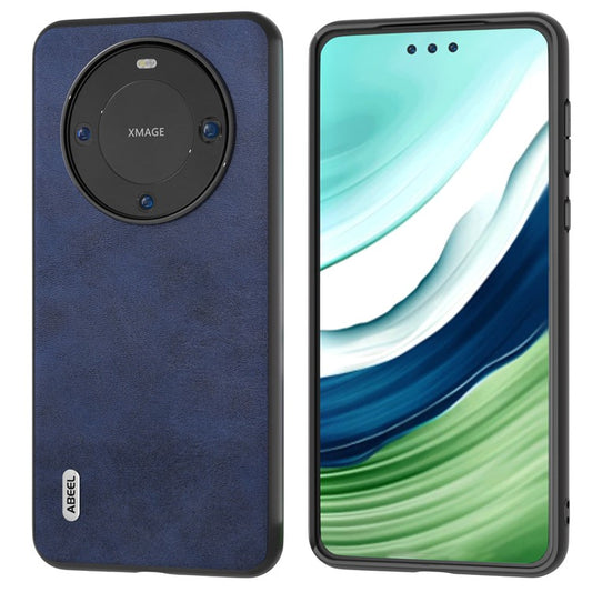 ABEEL For Huawei Mate 60 Pro Slim-Fit Cowhide Texture Cover PU Leather+TPU+PC Phone Case - Blue