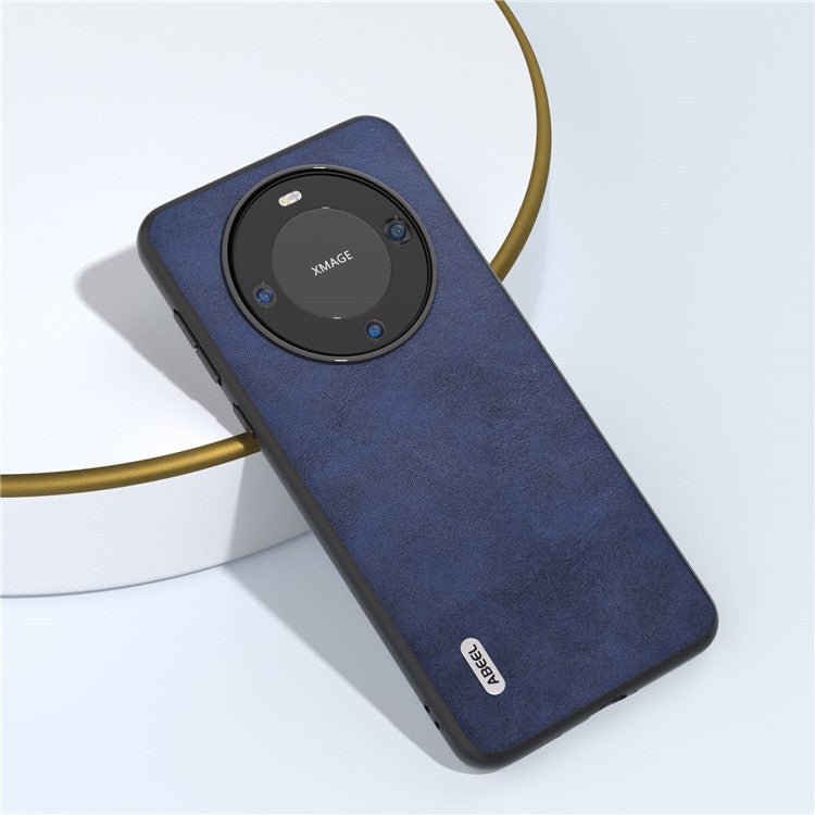ABEEL For Huawei Mate 60 Pro Slim-Fit Cowhide Texture Cover PU Leather+TPU+PC Phone Case - Blue