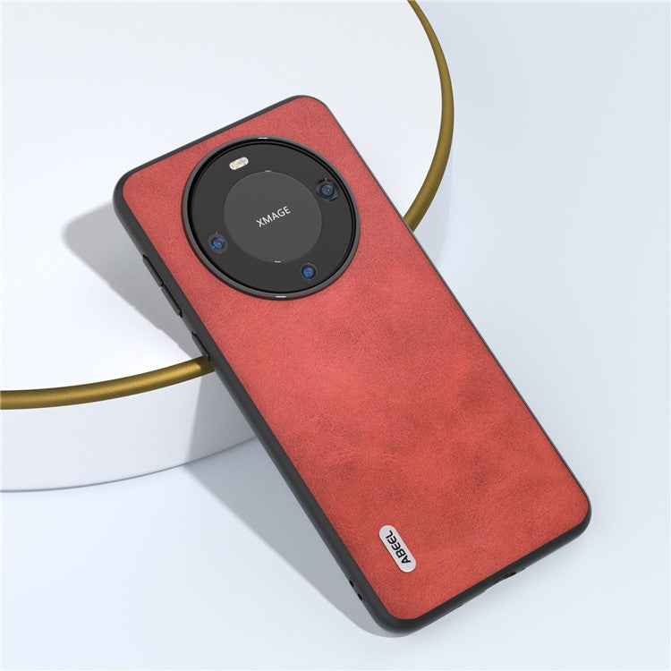 ABEEL For Huawei Mate 60 Pro Slim-Fit Cowhide Texture Cover PU Leather+TPU+PC Phone Case - Red
