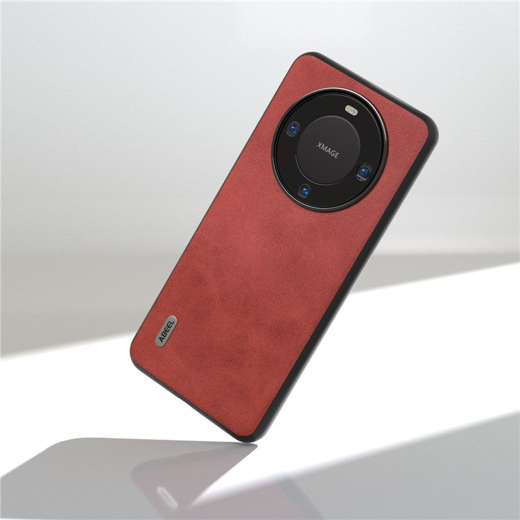 ABEEL For Huawei Mate 60 Pro Slim-Fit Cowhide Texture Cover PU Leather+TPU+PC Phone Case - Red