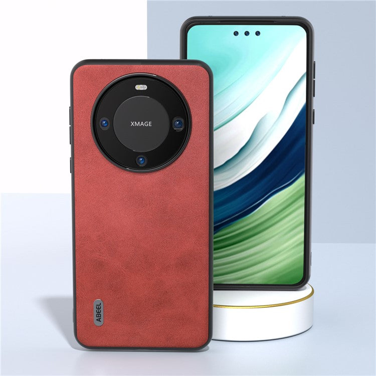 ABEEL For Huawei Mate 60 Pro Slim-Fit Cowhide Texture Cover PU Leather+TPU+PC Phone Case - Red