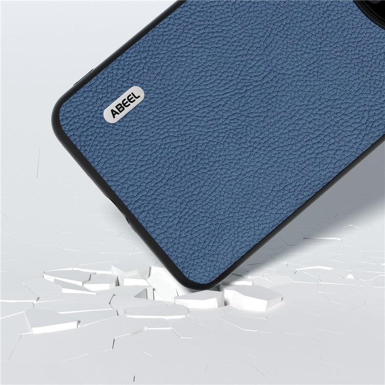 ABEEL For Huawei Mate 60 Fine Litchi Texture Anti-fall Phone Case Cowhide Leather Coated PC+TPU Cover - Blue