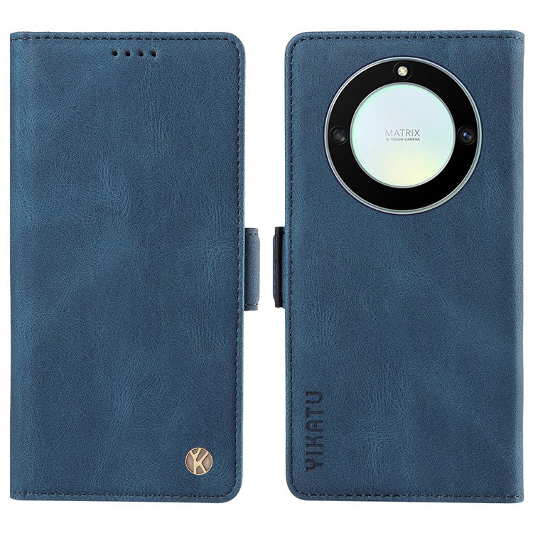 YIKATU YK-005 For Honor X40 5G / X9a 5G / Magic5 Lite 5G PU Leather Wallet Phone Case Stand Skin-touch Cover - Blue