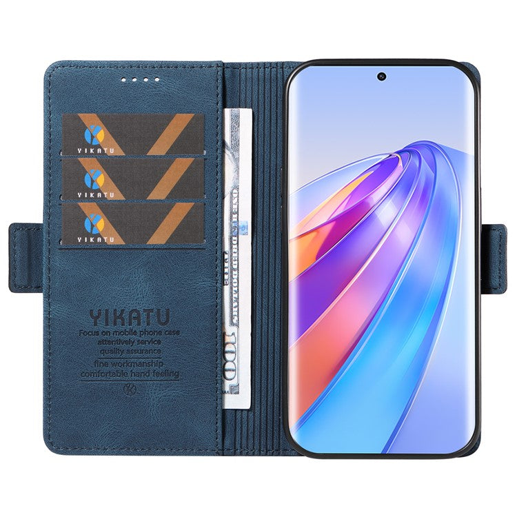 YIKATU YK-005 For Honor X40 5G / X9a 5G / Magic5 Lite 5G PU Leather Wallet Phone Case Stand Skin-touch Cover - Blue