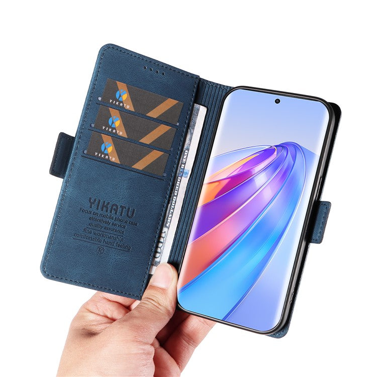 YIKATU YK-005 For Honor X40 5G / X9a 5G / Magic5 Lite 5G PU Leather Wallet Phone Case Stand Skin-touch Cover - Blue