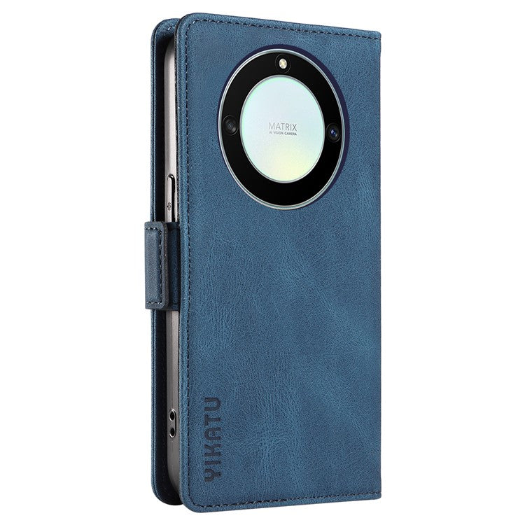 YIKATU YK-005 For Honor X40 5G / X9a 5G / Magic5 Lite 5G PU Leather Wallet Phone Case Stand Skin-touch Cover - Blue