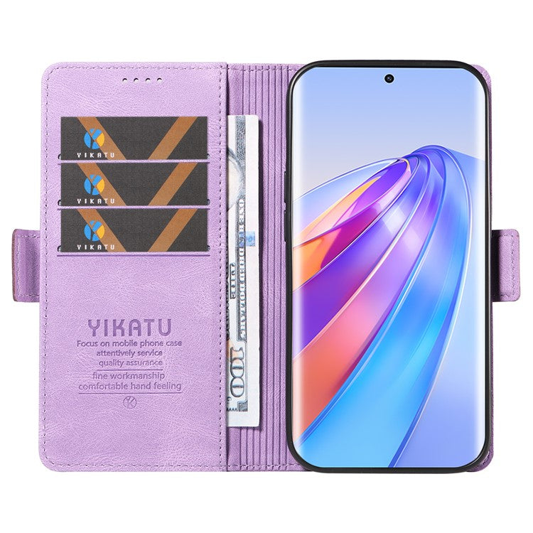 YIKATU YK-005 For Honor X40 5G / X9a 5G / Magic5 Lite 5G PU Leather Wallet Phone Case Stand Skin-touch Cover - Purple
