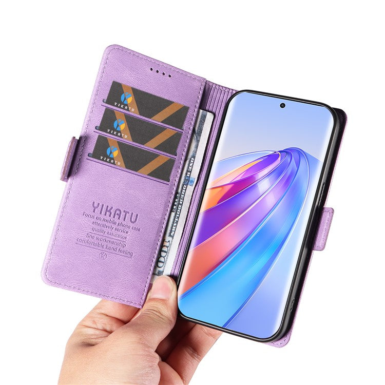 YIKATU YK-005 For Honor X40 5G / X9a 5G / Magic5 Lite 5G PU Leather Wallet Phone Case Stand Skin-touch Cover - Purple