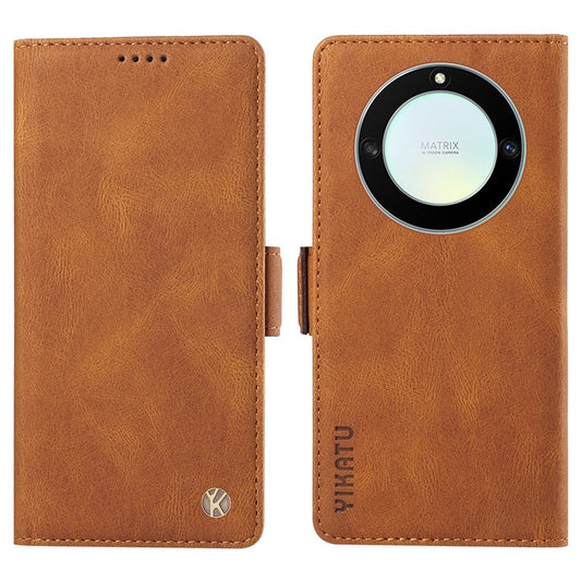 YIKATU YK-005 For Honor X40 5G / X9a 5G / Magic5 Lite 5G PU Leather Wallet Phone Case Stand Skin-touch Cover - Brown