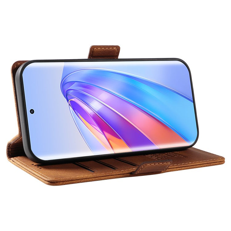 YIKATU YK-005 For Honor X40 5G / X9a 5G / Magic5 Lite 5G PU Leather Wallet Phone Case Stand Skin-touch Cover - Brown