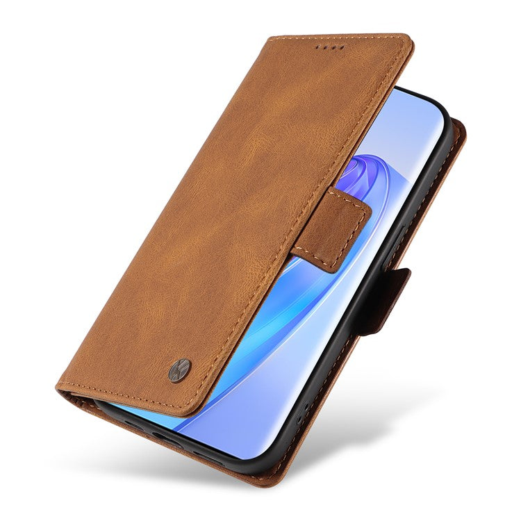 YIKATU YK-005 For Honor X40 5G / X9a 5G / Magic5 Lite 5G PU Leather Wallet Phone Case Stand Skin-touch Cover - Brown
