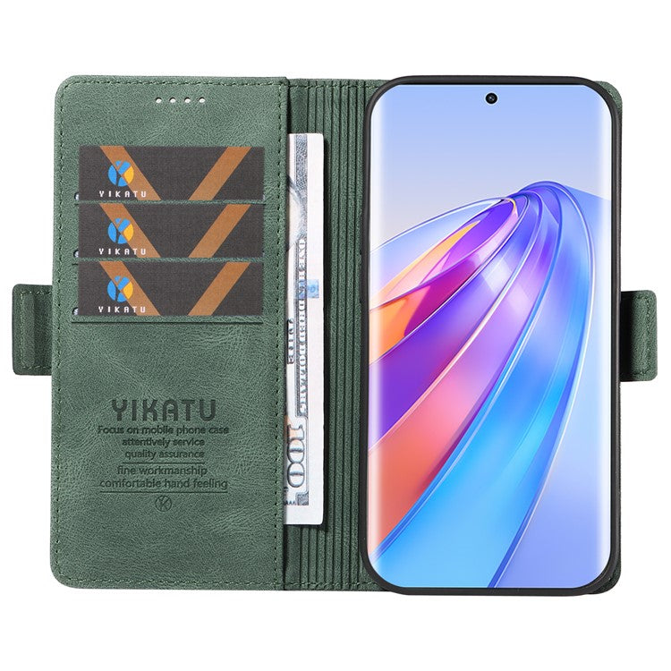 YIKATU YK-005 For Honor X40 5G / X9a 5G / Magic5 Lite 5G PU Leather Wallet Phone Case Stand Skin-touch Cover - Green