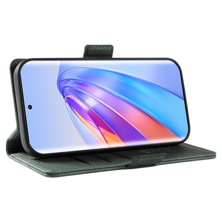 YIKATU YK-005 For Honor X40 5G / X9a 5G / Magic5 Lite 5G PU Leather Wallet Phone Case Stand Skin-touch Cover - Green