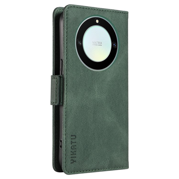 YIKATU YK-005 For Honor X40 5G / X9a 5G / Magic5 Lite 5G PU Leather Wallet Phone Case Stand Skin-touch Cover - Green