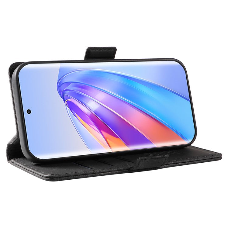 YIKATU YK-005 For Honor X40 5G / X9a 5G / Magic5 Lite 5G PU Leather Wallet Phone Case Stand Skin-touch Cover - Black