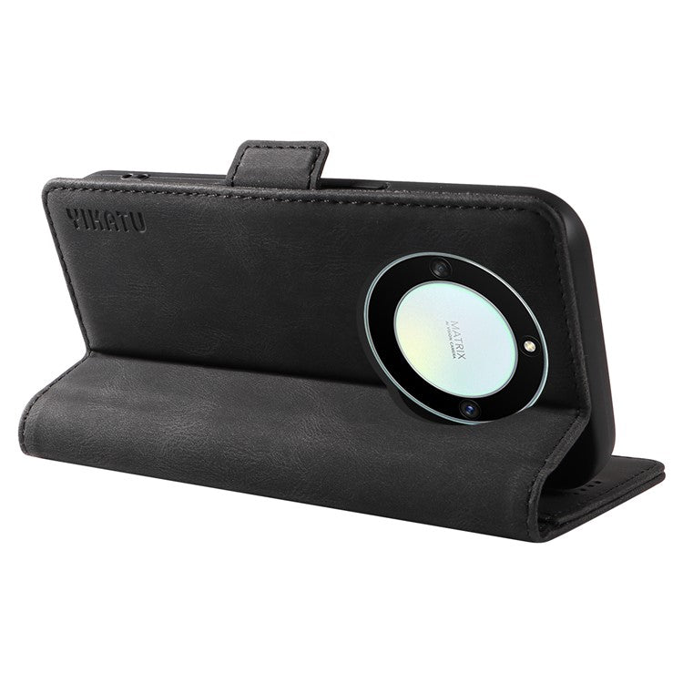 YIKATU YK-005 For Honor X40 5G / X9a 5G / Magic5 Lite 5G PU Leather Wallet Phone Case Stand Skin-touch Cover - Black