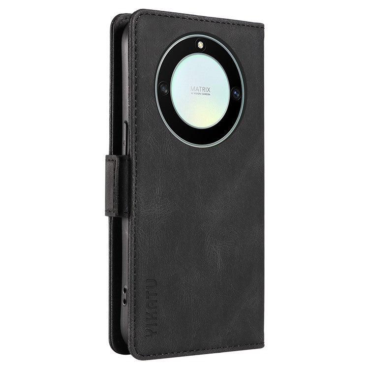 YIKATU YK-005 For Honor X40 5G / X9a 5G / Magic5 Lite 5G PU Leather Wallet Phone Case Stand Skin-touch Cover - Black