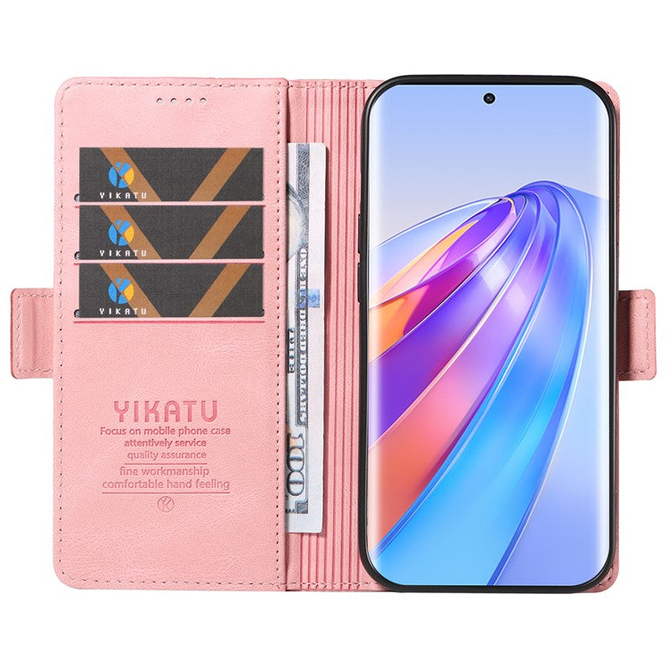 YIKATU YK-005 For Honor X40 5G / X9a 5G / Magic5 Lite 5G PU Leather Wallet Phone Case Stand Skin-touch Cover - Pink