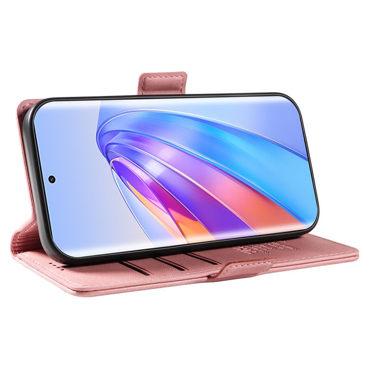 YIKATU YK-005 For Honor X40 5G / X9a 5G / Magic5 Lite 5G PU Leather Wallet Phone Case Stand Skin-touch Cover - Pink
