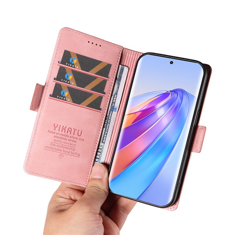YIKATU YK-005 For Honor X40 5G / X9a 5G / Magic5 Lite 5G PU Leather Wallet Phone Case Stand Skin-touch Cover - Pink