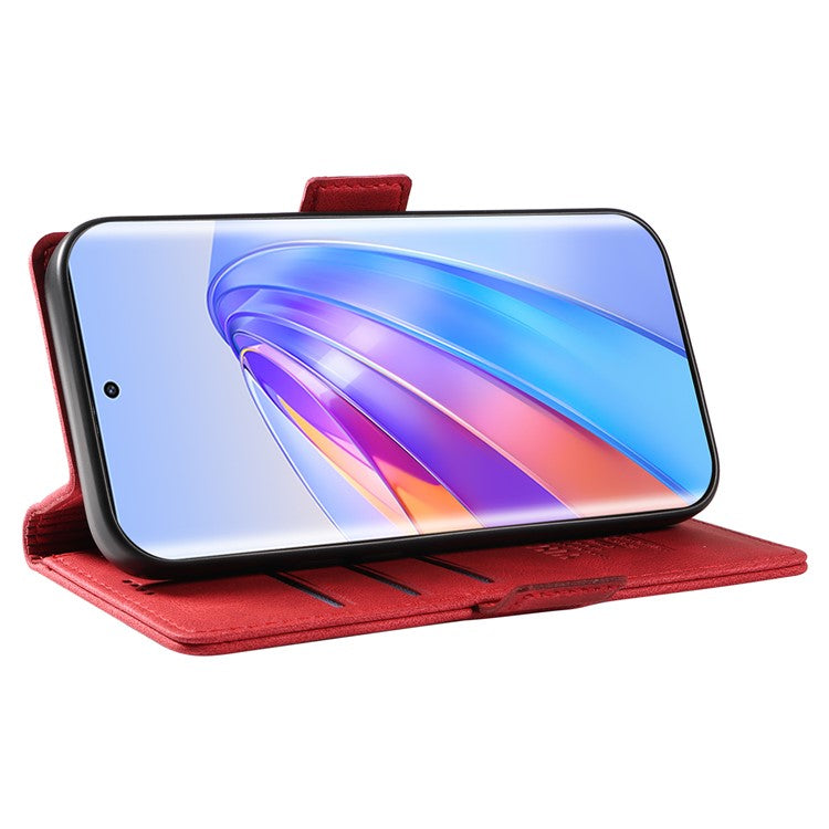 YIKATU YK-005 For Honor X40 5G / X9a 5G / Magic5 Lite 5G PU Leather Wallet Phone Case Stand Skin-touch Cover - Red