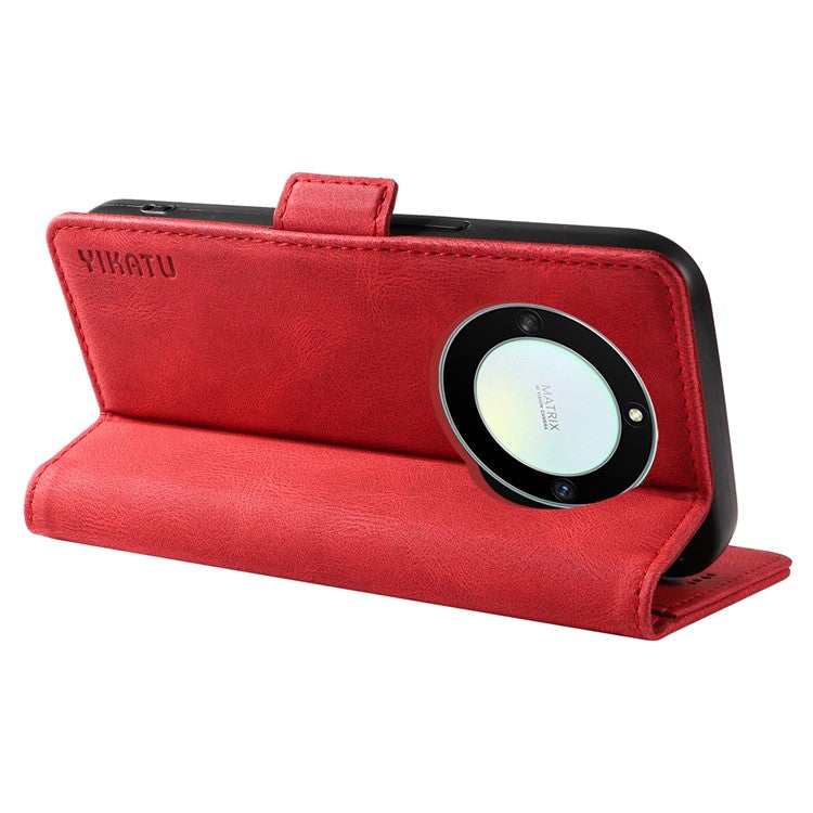 YIKATU YK-005 For Honor X40 5G / X9a 5G / Magic5 Lite 5G PU Leather Wallet Phone Case Stand Skin-touch Cover - Red