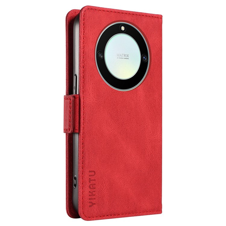 YIKATU YK-005 For Honor X40 5G / X9a 5G / Magic5 Lite 5G PU Leather Wallet Phone Case Stand Skin-touch Cover - Red