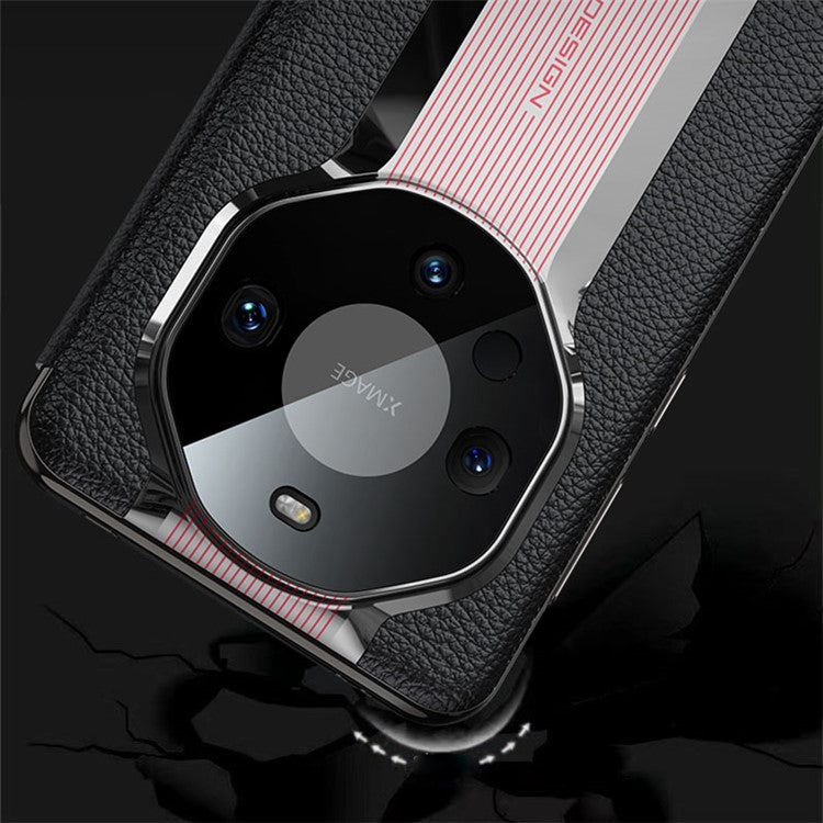 View Window Phone Flip Case for Huawei Mate 60 Genuine Cow Leather Auto Wake-up  /  Sleep Phone Cover - Black