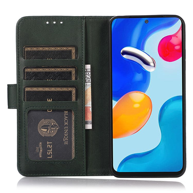 For Huawei Mate 60 Cowhide Texture Cell Phone Case Wallet Stand Anti-Fall Leather Cover - Green