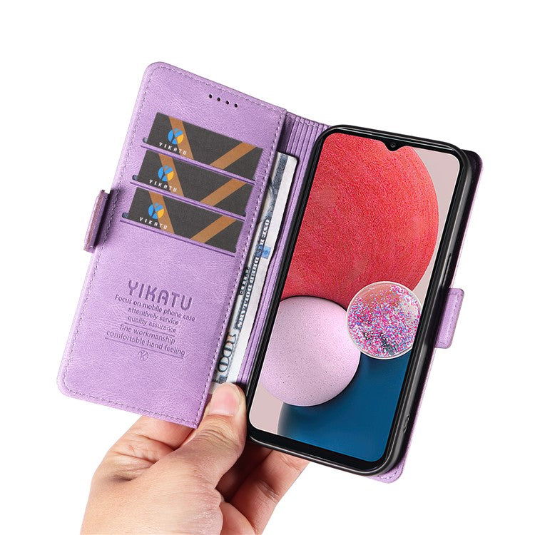 YIKATU YK-005 PU Leather Protective Cover for Samsung Galaxy A13 4G / 5G , Skin-touch Stand Wallet Phone Case - Purple