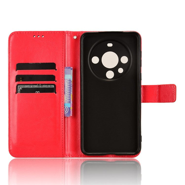 For Huawei Mate 60 Full Protection Phone Case Crazy Horse Texture Leather Stand Wallet Cover - Red
