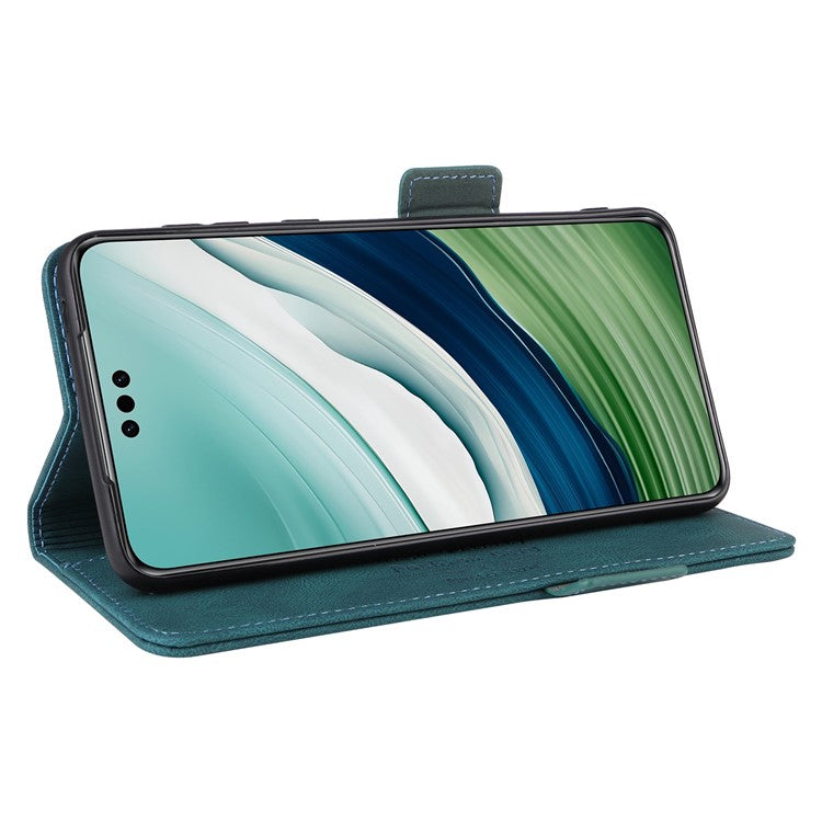 For Huawei Mate 60 Pro Hardware Decor Stand Phone Case PU Leather Wallet Cover - Blue