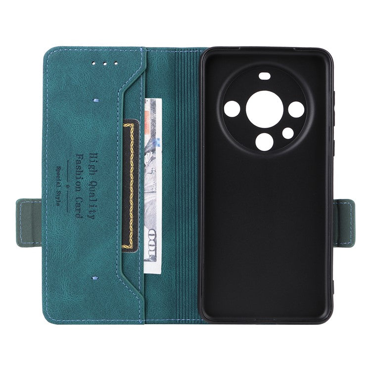 For Huawei Mate 60 Pro Hardware Decor Stand Phone Case PU Leather Wallet Cover - Blue