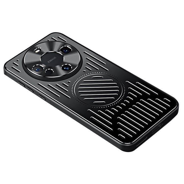 Anti-Drop Case for Huawei Mate 60 , Hollow Heat Dissipation TPU+Aluminum Alloy Phone Cover - Black