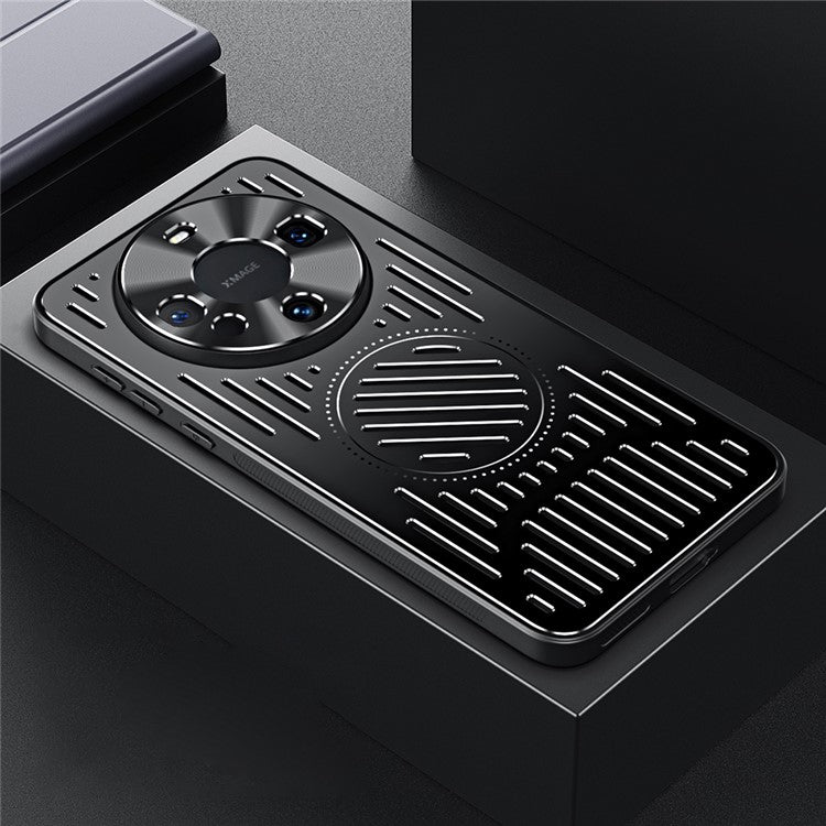 Anti-Drop Case for Huawei Mate 60 , Hollow Heat Dissipation TPU+Aluminum Alloy Phone Cover - Black