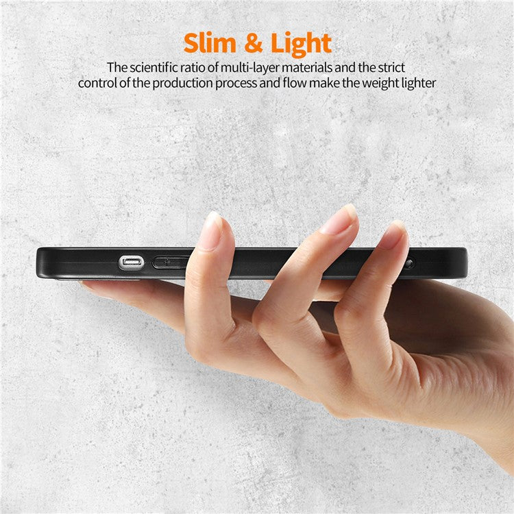 ENKAY HAT PRINCE For iPhone 14 Pro Max Leather+PC Case Carbon Fiber Phone Cover with High Aluminium-silicon Glass Film - Black