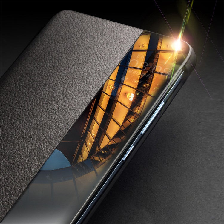 QIALINO For Huawei Mate 60 Pro / 60 Pro+ Case Genuine Cow Leather Auto Wake / Sleep Phone Cover - Green