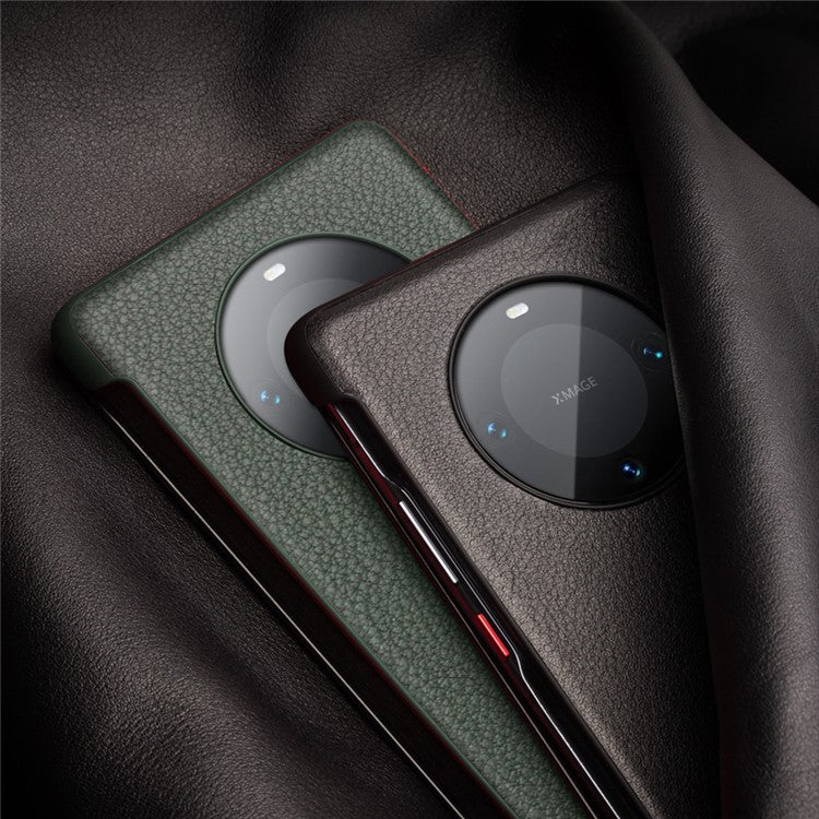 QIALINO For Huawei Mate 60 Pro / 60 Pro+ Case Genuine Cow Leather Auto Wake / Sleep Phone Cover - Green